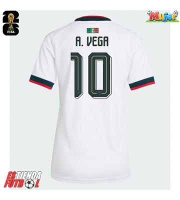 México Alexis Vega #10 Segunda Equipación Mujer Mundial 2026 Manga Corta